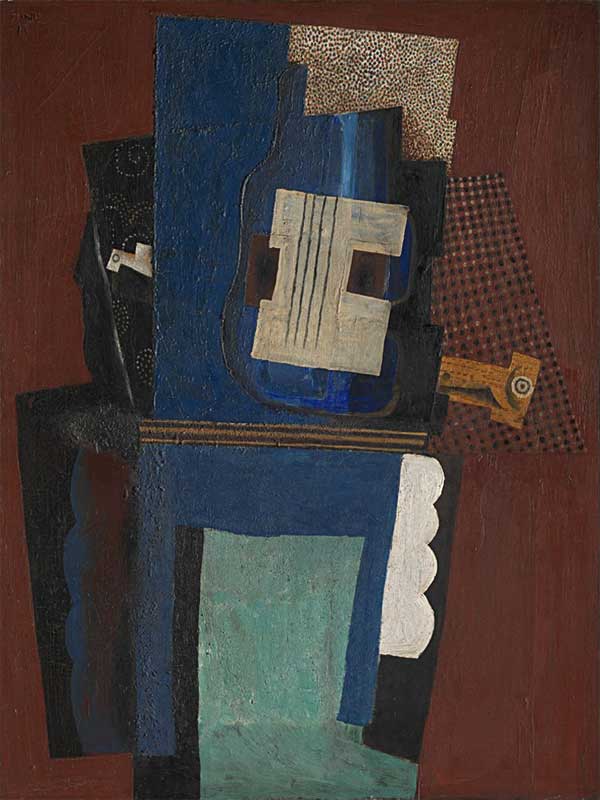 Картина Пабло Пикассо. Гитара и кларнет на камине. 1915