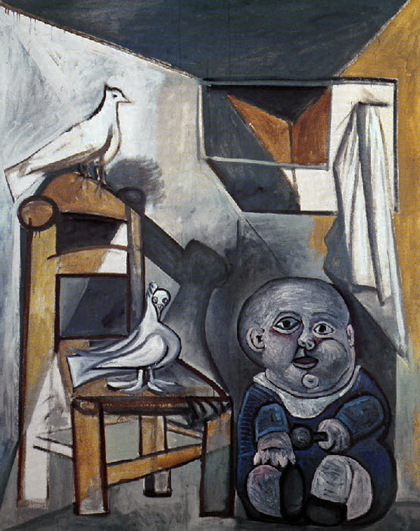 Картина Пабло Пикассо. Ребенок с голубями. 1943