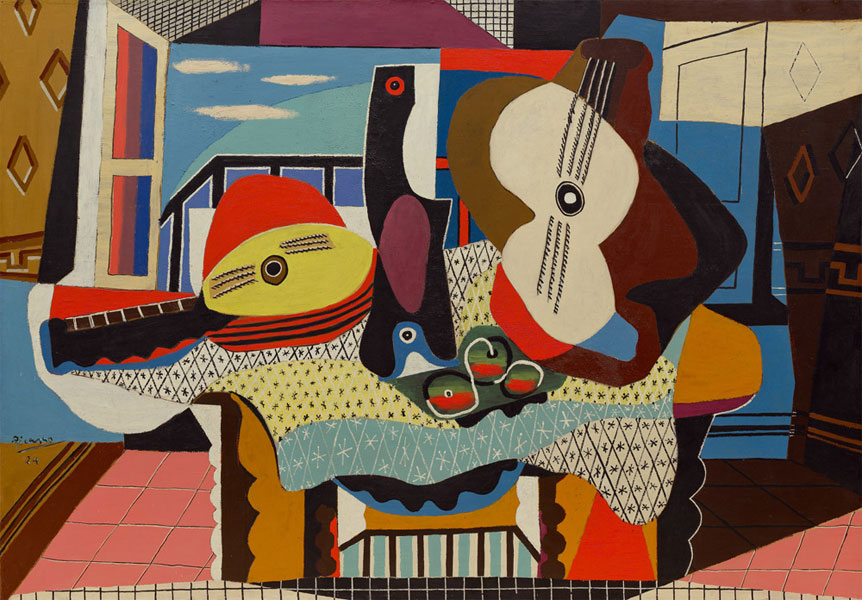 Картина Пабло Пикассо. Мандолина и гитара. 1924