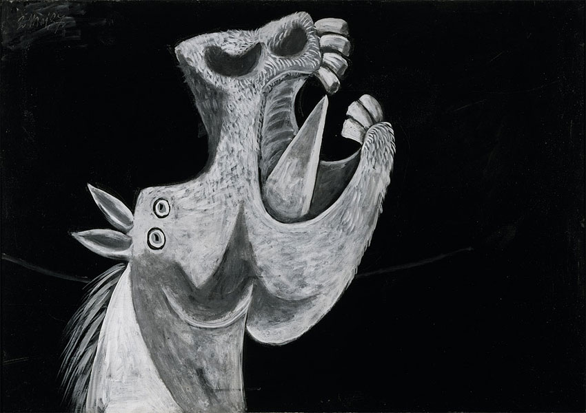 Картина Пабло Пикассо. Голова лошади, эскиз к Гернике. 1937