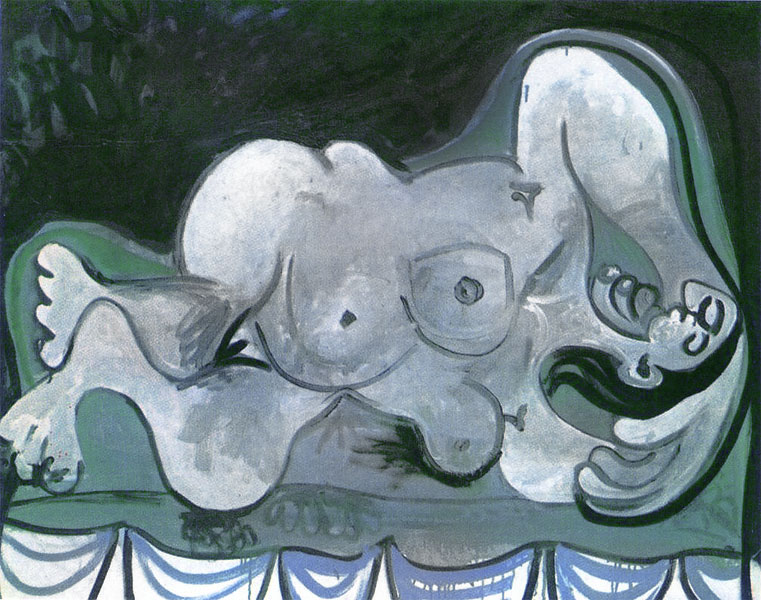 Картина Пабло Пикассо. Женщина, лежащая на диване. 1961