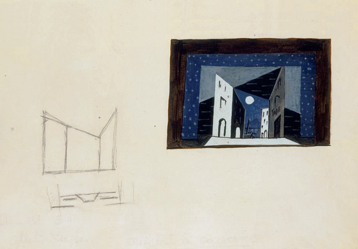 Картина Пабло Пикассо. Декорации к балету Пульчинелла, эскиз 6. 1920