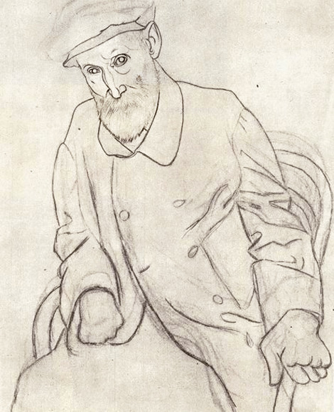Картина Пабло Пикассо. Портрет Огюста Ренуара. 1919-1920
