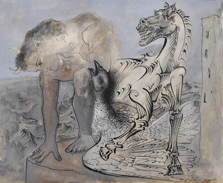 Картина Пабло Пикассо. Фавн, лошадь и птица. 1936