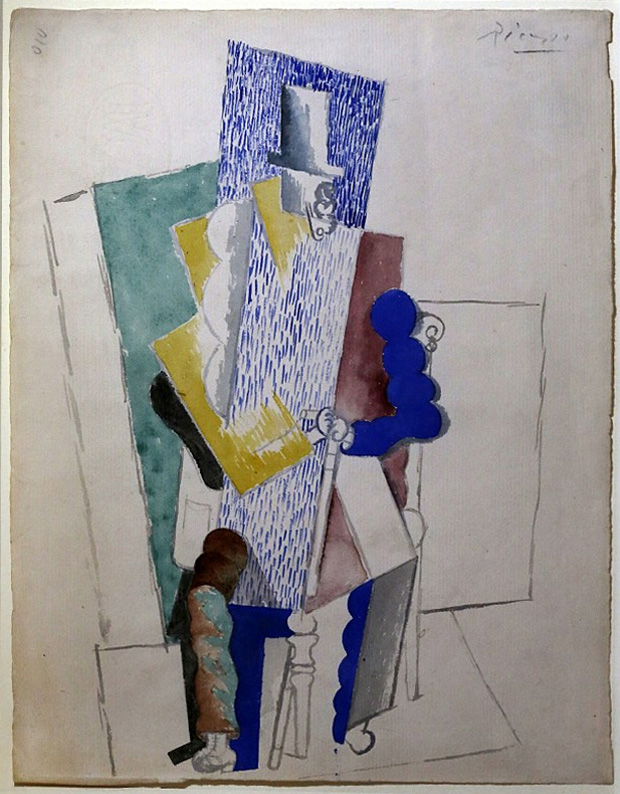 Картина Пабло Пикассо. Человек в цилиндре. 1914