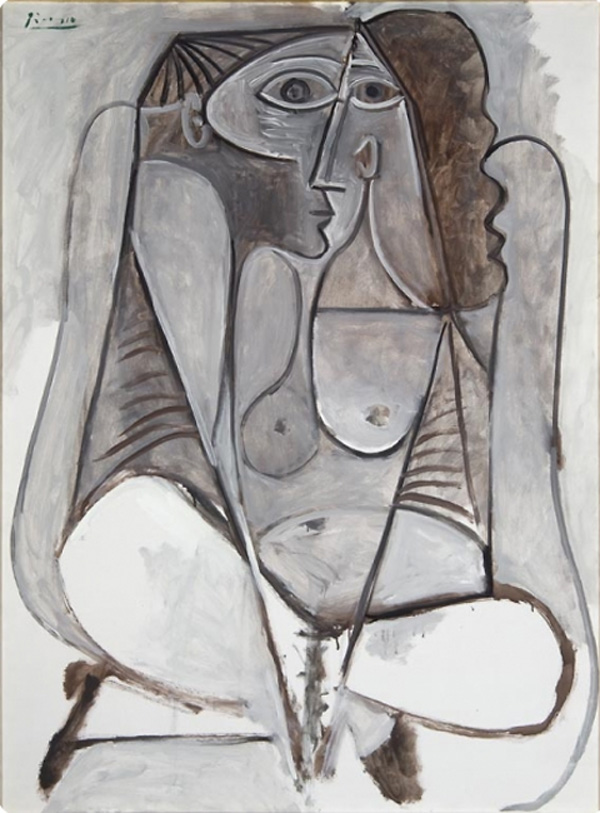 Картина Пабло Пикассо. Женщина на корточках. 1958