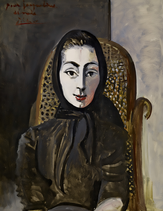 Картина Пабло Пикассо. Жаклин в черном шарфе. 1954